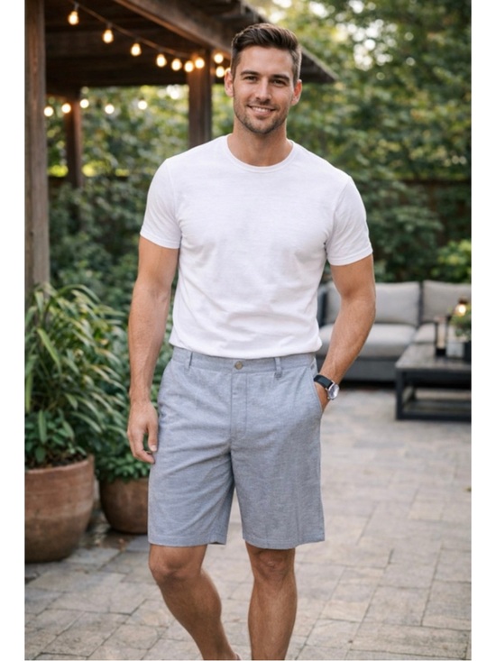George Other - George Men's Light Gray Flat-Front Shorts